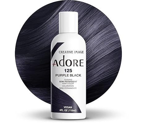 Adore Semi Permanent Hair Colour – Purple Black 125 (118ml) | Vegan, Ammonia & Peroxide Free
