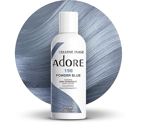 Adore Semi Permanent Hair Colour – Powder Blue 198 (118ml) | Vegan, Ammonia & Peroxide Free