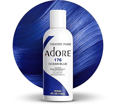 Adore Semi Permanent Hair Colour – Ocean Blue 176 (118ml) | Vegan, Ammonia & Peroxide Free