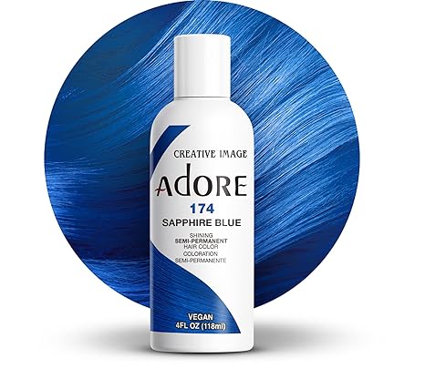 Adore Semi Permanent Hair Colour – Sapphire Blue 174 (118ml) | Vegan & Ammonia Free